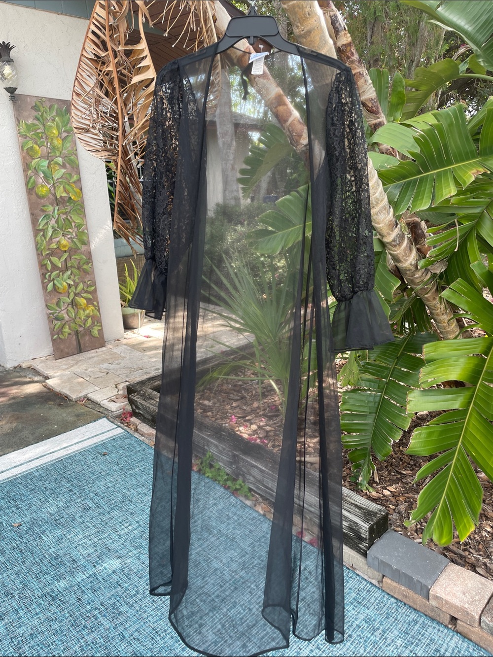Lace sleeve vintage peignoir robe